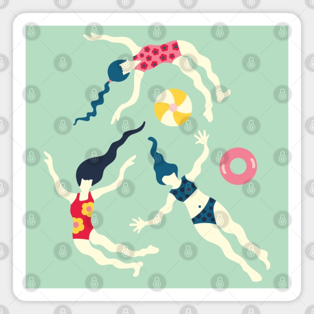 FLOATING WORLD Summer Pool Beach Party Swimmers - UnBlink Studio by Jackie Tahara Magnet by UnBlink Studio by Jackie Tahara